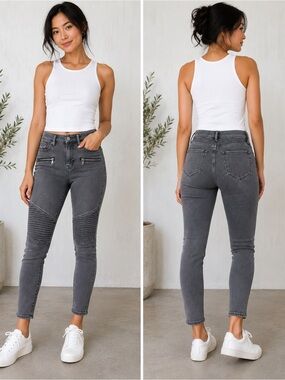 AllSaints Gray Moto Skinny Jeans